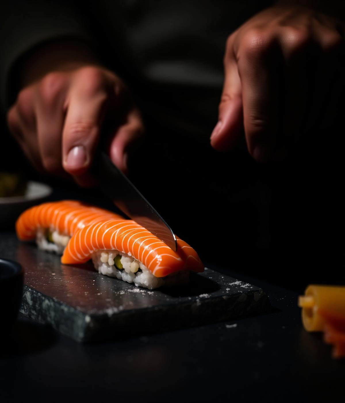 Chef preparando sushi fresco no Milla Japa
